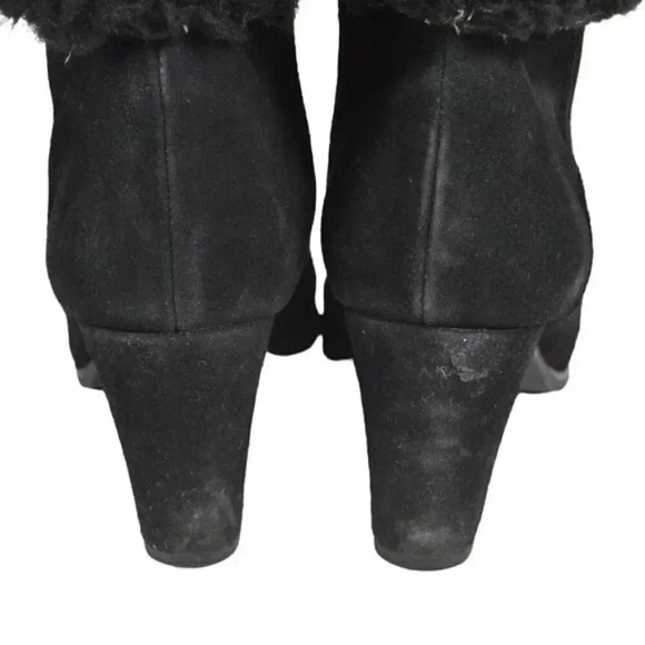 Blondo Leather Suede Booties Waterproof Black Ankle Boots  Faux Fur Size 9.5 - Picture 9 of 14